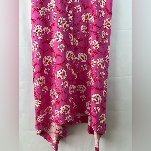 A.L.C. Marissa Shark Bite Hem Silk & Linen Dress Pink Barbiecore size 14 - Picture 4 of 10